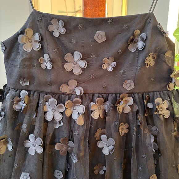 Altar'd State Trixxi Black Aurora 3D Floral Mesh +Tulle Baby Doll Dress size XS - Picture 3 of 8